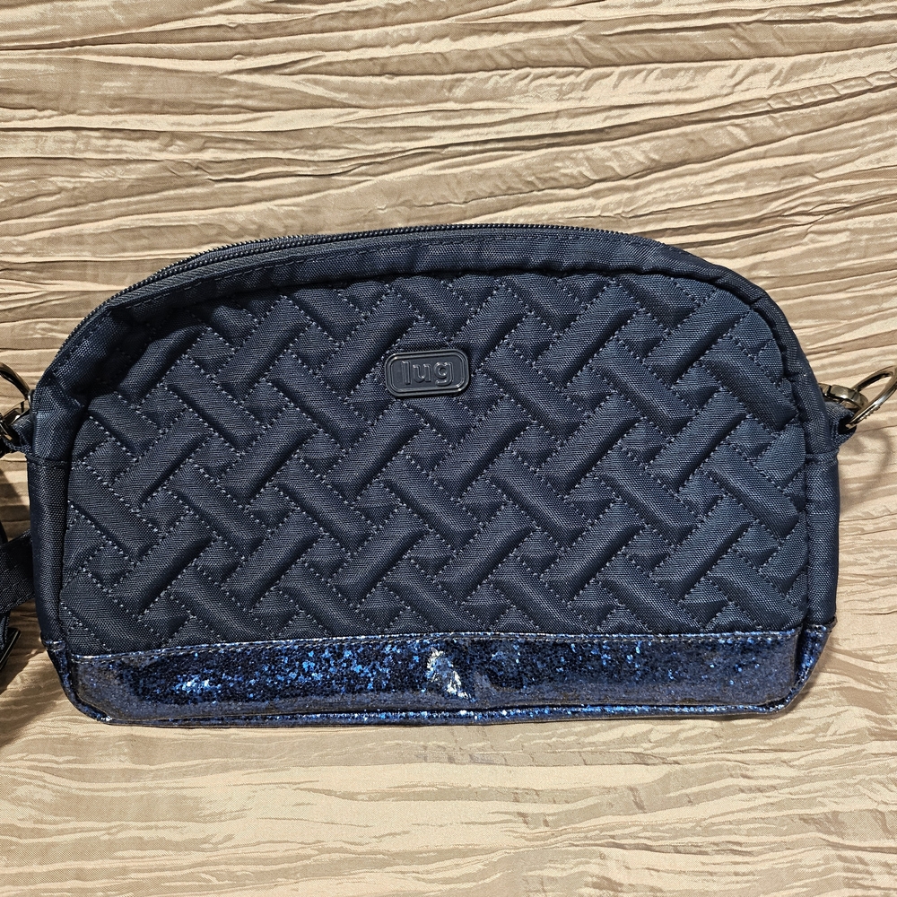 Lug Quilted Crossbody Bag in Deep Blue with Sparkle